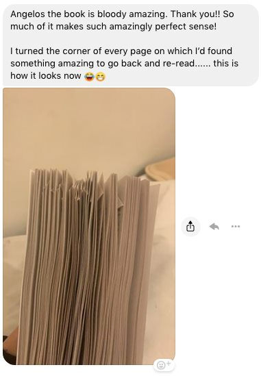 Anxiety - A Complete Guide on How to Overcome Anxiety by Angelos Georgakis. Screenshot by Angelos Georgakis coaching client after reading Healing Back Pain by Dr. Sarno. 