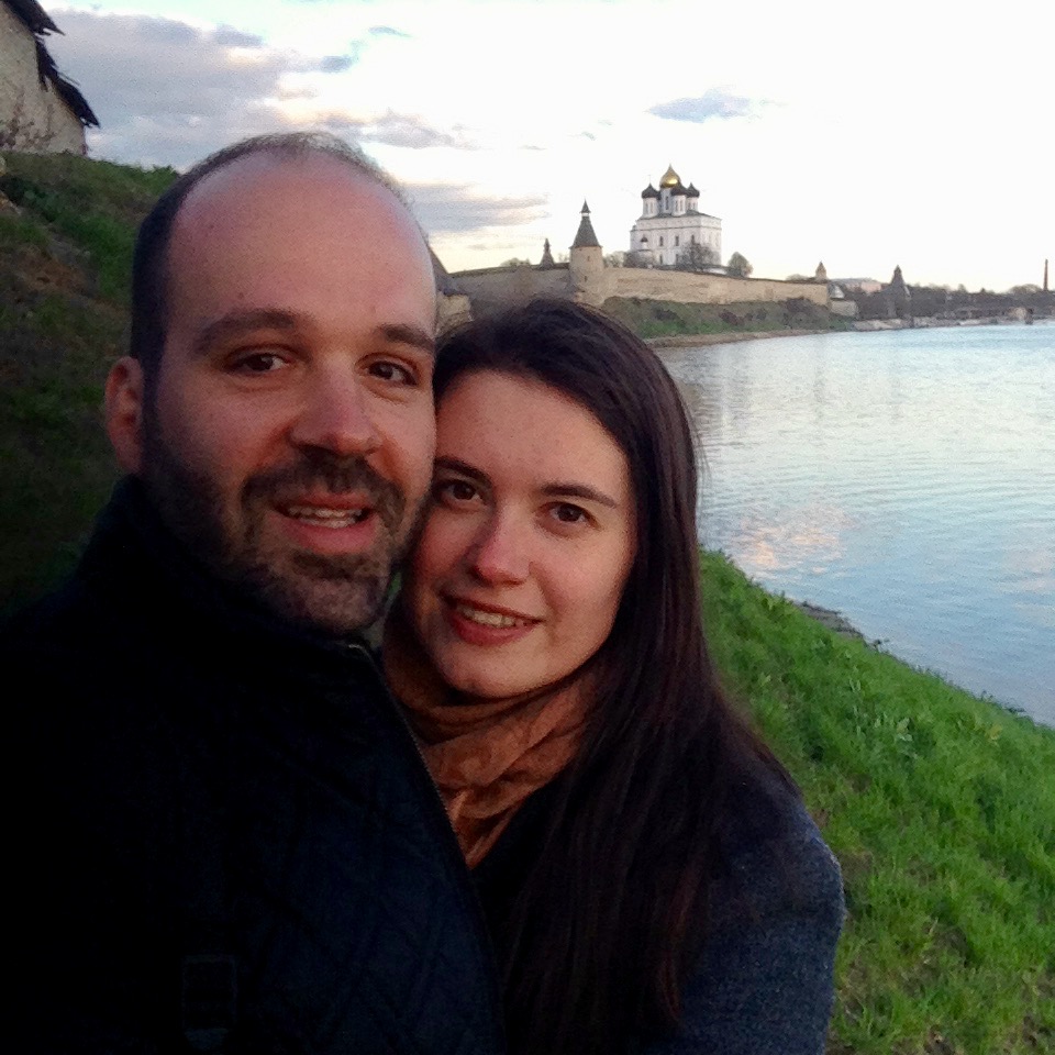 With my wife Katya, in Pskov, West Russia.