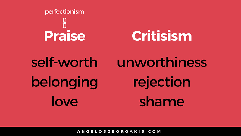 How perfectionism is linked with the need for praise, self-worth, belonging and love. - Angelos Georgakis